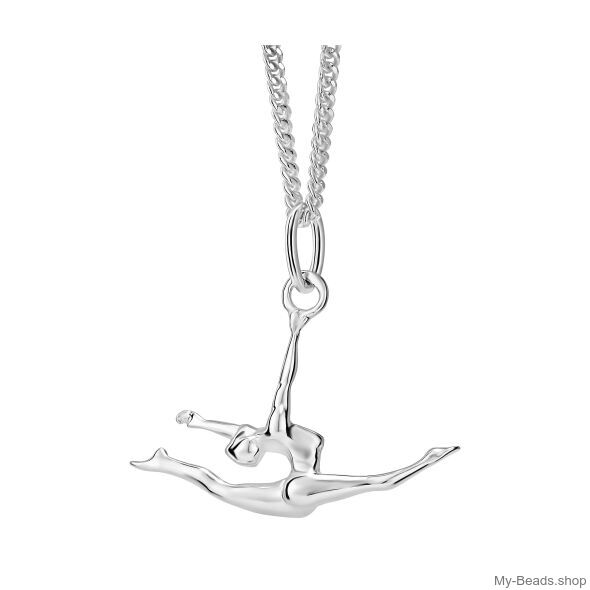 MB448 split leap gymnastics pendant with sterling silver necklace