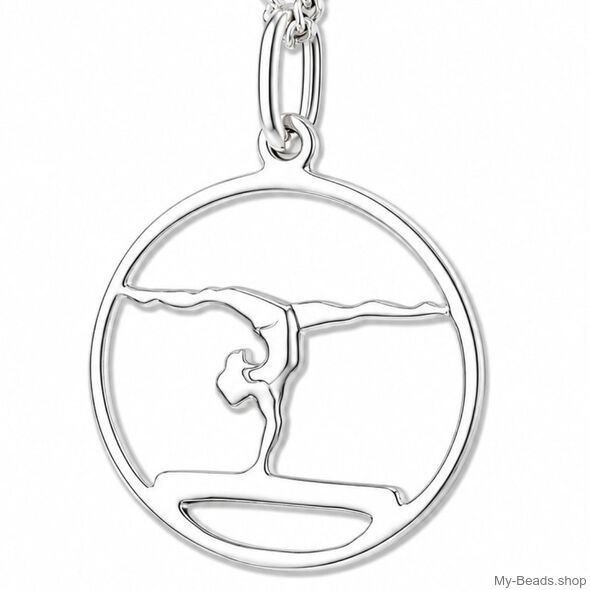 Sterling silver gymnastics pendant MB443 vertical split on balance beam