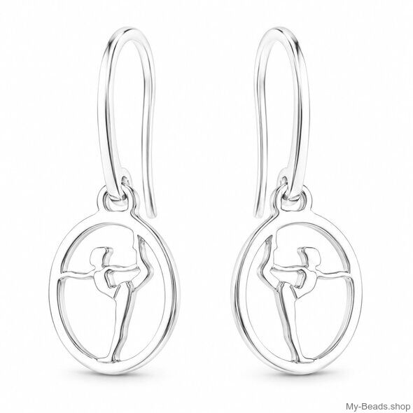 Sterling silver gymnastics earrings MB741 female gymnast in floor exercise balance pose
